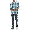 imageAmazon Essentials Mens RegularFit LongSleeve Casual Poplin ShirtTeal Blue Navy Large Plaid