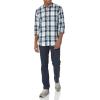 imageAmazon Essentials Mens RegularFit LongSleeve Casual Poplin ShirtWhite Navy Large Plaid