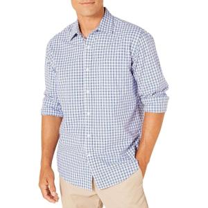imageAmazon Essentials Mens RegularFit LongSleeve Casual Poplin ShirtBlue Checks