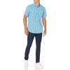 imageAmazon Essentials Mens RegularFit ShortSleeve Poplin ShirtBlue White Plaid