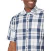 imageAmazon Essentials Mens RegularFit ShortSleeve Poplin ShirtNavy White Large Plaid