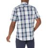 imageAmazon Essentials Mens RegularFit ShortSleeve Poplin ShirtNavy White Large Plaid