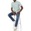 imageAmazon Essentials Mens SlimFit ShortSleeve Poplin ShirtAqua Blue White Vertical Stripe