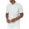 imageAmazon Essentials Mens SlimFit ShortSleeve Poplin ShirtBlue Grey White Stripe