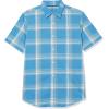 imageAmazon Essentials Mens SlimFit ShortSleeve Poplin ShirtLight Blue Orange Plaid