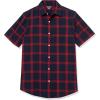 imageAmazon Essentials Mens SlimFit ShortSleeve Poplin ShirtNavy Red Buffalo Plaid
