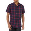 imageAmazon Essentials Mens SlimFit ShortSleeve Poplin ShirtNavy Red Buffalo Plaid