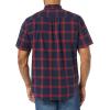 imageAmazon Essentials Mens SlimFit ShortSleeve Poplin ShirtNavy Red Buffalo Plaid