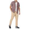imageAmazon Essentials Mens SlimFit ShortSleeve Poplin ShirtNavy Red White Plaid