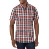 imageAmazon Essentials Mens SlimFit ShortSleeve Poplin ShirtNavy Red White Plaid