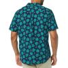 imageAmazon Essentials Mens SlimFit ShortSleeve Poplin ShirtNavy Teal Green Palm Leaf Print