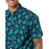 imageAmazon Essentials Mens SlimFit ShortSleeve Poplin ShirtNavy Teal Green Palm Leaf Print