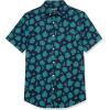 imageAmazon Essentials Mens SlimFit ShortSleeve Poplin ShirtNavy Teal Green Palm Leaf Print