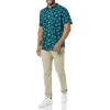 imageAmazon Essentials Mens SlimFit ShortSleeve Poplin ShirtNavy Teal Green Palm Leaf Print
