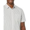 imageAmazon Essentials Mens SlimFit ShortSleeve Poplin ShirtPink Teal Blue Stripe