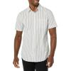 imageAmazon Essentials Mens SlimFit ShortSleeve Poplin ShirtPink Teal Blue Stripe