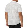 imageAmazon Essentials Mens SlimFit ShortSleeve Poplin ShirtPink Teal Blue Stripe