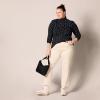 imageAmazon Essentials Womens LongSleeve Turtleneck Available in Plus SizeBlack White Tossed Leaf