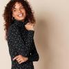 imageAmazon Essentials Womens LongSleeve Turtleneck Available in Plus SizeBlack White Tossed Leaf