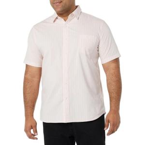 imageAmazon Essentials Mens SlimFit ShortSleeve Poplin ShirtPink Double Stripe