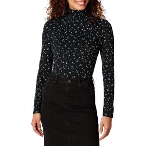 imageAmazon Essentials Womens LongSleeve Turtleneck Available in Plus SizeBlack White Tossed Leaf