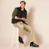 imageAmazon Essentials Mens ClassicFit ExpandableWaist FlatFront Dress PantKhaki Brown