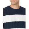 imageAmazon Essentials Mens LongSleeve 100 Cotton Fisherman Cable Crewneck SweaterNavy White Rugby Stripe