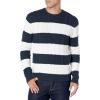 imageAmazon Essentials Mens LongSleeve 100 Cotton Fisherman Cable Crewneck SweaterNavy White Rugby Stripe