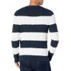 imageAmazon Essentials Mens LongSleeve 100 Cotton Fisherman Cable Crewneck SweaterNavy White Rugby Stripe