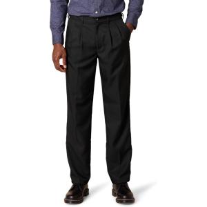 imageAmazon Essentials Mens ClassicFit ExpandableWaist Pleated Dress PantBlack
