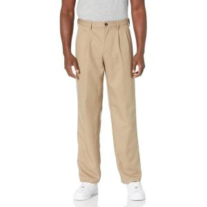 imageAmazon Essentials Mens ClassicFit ExpandableWaist Pleated Dress PantKhaki Brown