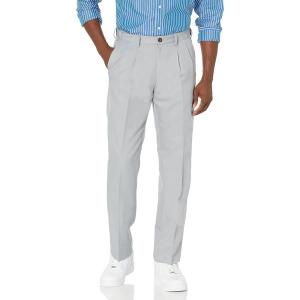 imageAmazon Essentials Mens ClassicFit ExpandableWaist Pleated Dress PantLight Grey