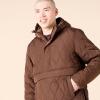 imageAmazon Essentials Mens Anorak Hooded QuarterZip Puffer CoatDeep Brown