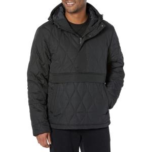 imageAmazon Essentials Mens Anorak Hooded QuarterZip Puffer CoatBlack