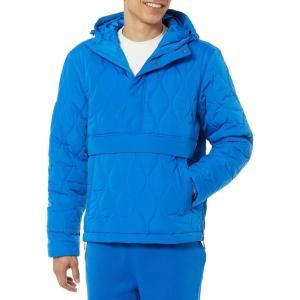 imageAmazon Essentials Mens Anorak Hooded QuarterZip Puffer CoatBright Blue