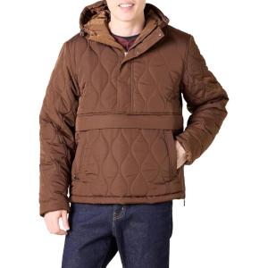 imageAmazon Essentials Mens Anorak Hooded QuarterZip Puffer CoatDeep Brown