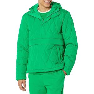 imageAmazon Essentials Mens Anorak Hooded QuarterZip Puffer CoatGreen