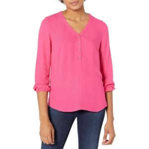 imageAmazon Essentials Womens 34 Sleeve Button Popover ShirtHot Pink