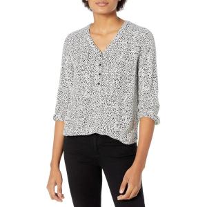 imageAmazon Essentials Womens 34 Sleeve Button Popover ShirtMini Leopard