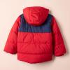 imageAmazon Essentials Babies Toddlers and Boys Heavyweight Hooded Puffer JacketNavy Red Color Block