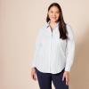 imageAmazon Essentials Womens ClassicFit LongSleeve ButtonDown Poplin ShirtFrench Blue White Stripe