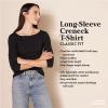 imageAmazon Essentials Womens ClassicFit LongSleeve Crewneck TShirt Available in Plus SizeBurgundy Red Stripe
