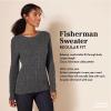 imageAmazon Essentials Womens Fisherman Cable LongSleeve Crewneck Sweater Available in Plus SizeNavy White Rugby Stripe