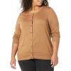 imageAmazon Essentials Womens Lightweight Crewneck Cardigan Sweater Available in Plus SizeCamel Heather