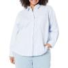 imageAmazon Essentials Womens Long Sleeve Button Down Stretch Oxford Shirt Available in Plus SizeBlue White Vertical Stripe
