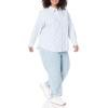 imageAmazon Essentials Womens Long Sleeve Button Down Stretch Oxford Shirt Available in Plus SizeBlue White Vertical Stripe