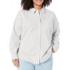 imageAmazon Essentials Womens Long Sleeve Button Down Stretch Oxford Shirt Available in Plus SizeGrey Stripe