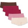 imageAmazon Essentials Womens Cotton Boyshort Underwear Available in Plus Size Pack of 5BlushBrownBurgundyPink