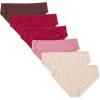 imageAmazon Essentials Womens Cotton Hipster Underwear Available in Plus Size Pack of 6BlushBrownBurgundyPink