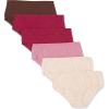 imageAmazon Essentials Womens Cotton Midi Brief Underwear Available in Plus Size Pack of 6BlushBrownBurgundyPink